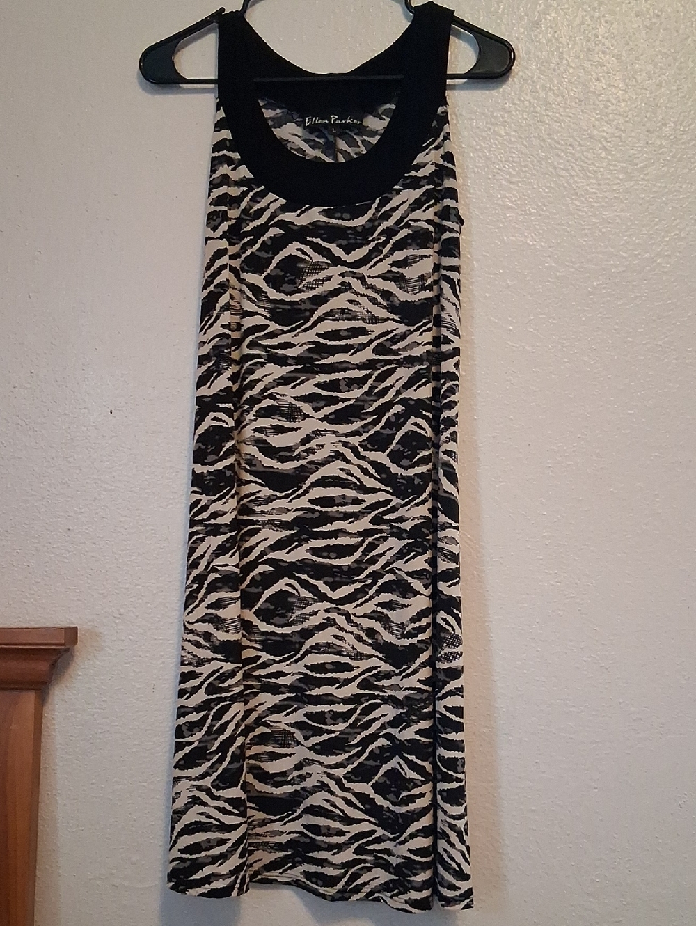 Ellen Parker Black and Cream Patterned Tank Dress